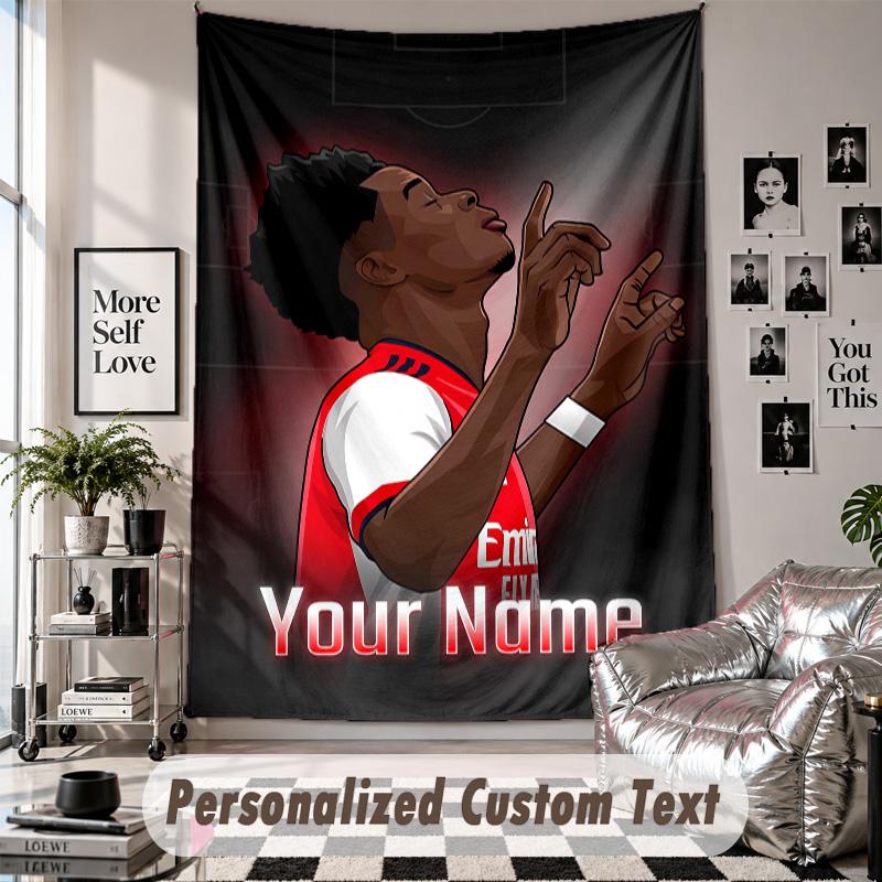 Custom Tapestry Wall Hanging, Bukayo Saka Personalized Name Text Home Wall Decor