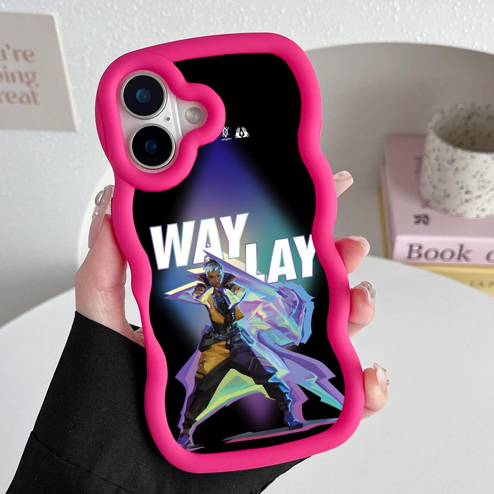Valo Waylay Phone Case for iPhone 17 16 15 14 13 12 11 Air Pro Max Plus Red Soft TPU Wavy Edge Cover