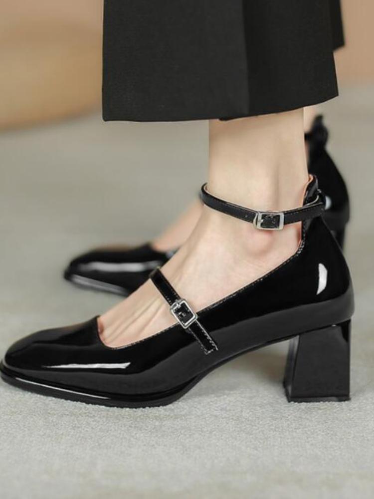 Женские туфли-лодочки Fashion Mary Patent Leather Jane Ladies Low Heel Shallow Round Toe Solid Party Shoes Zapatos Mujer Primavera Verano