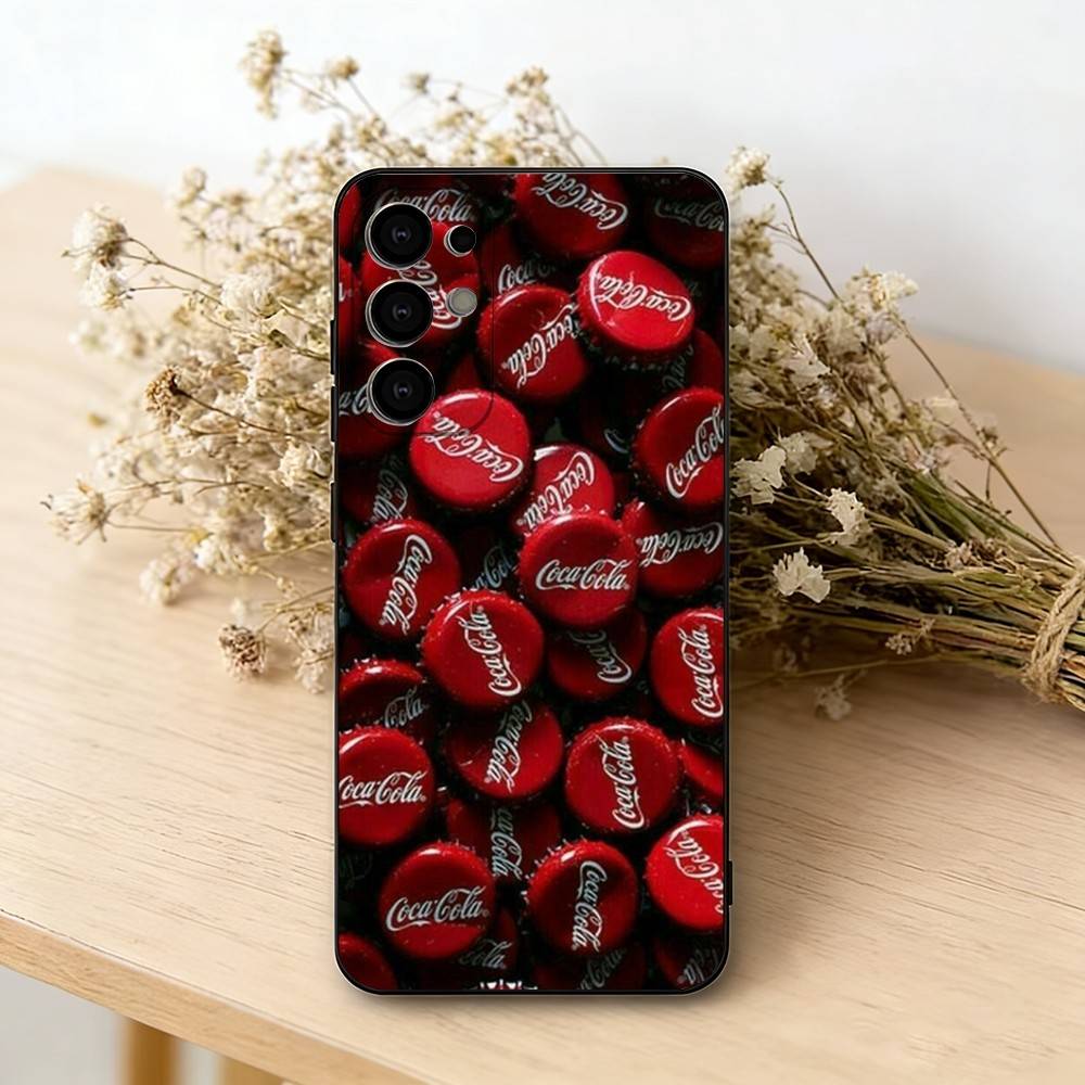 CocaS-S Модный Чехол для Телефона C-Cola Черный Силикон Мягкий Для Samsung S25,S24,S21,S22,S23,S30,Ultra,S20,Plus,Fe,Lite