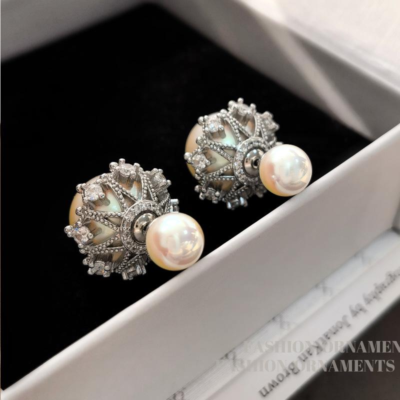 Серьги-пусеты из серебра 925 пробы с ретро французским жемчугом - Универсальные, Элегантные, Нишевый стиль люкс