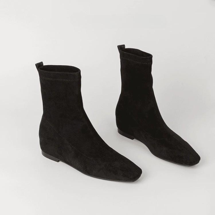 Замшевые женские высокие сапоги с квадратным носком и низким каблуком, модная зимняя обувь, тренд зимы 2025 года, удобные челси для ходьбы, дизайнерские Botas Mujer