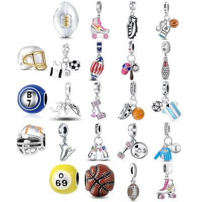 Новая серия Copper Sports Шармы для баскетбола, регби, роликовых коньков DIY Подвески Подходят для браслета, ожерелья, украшений
