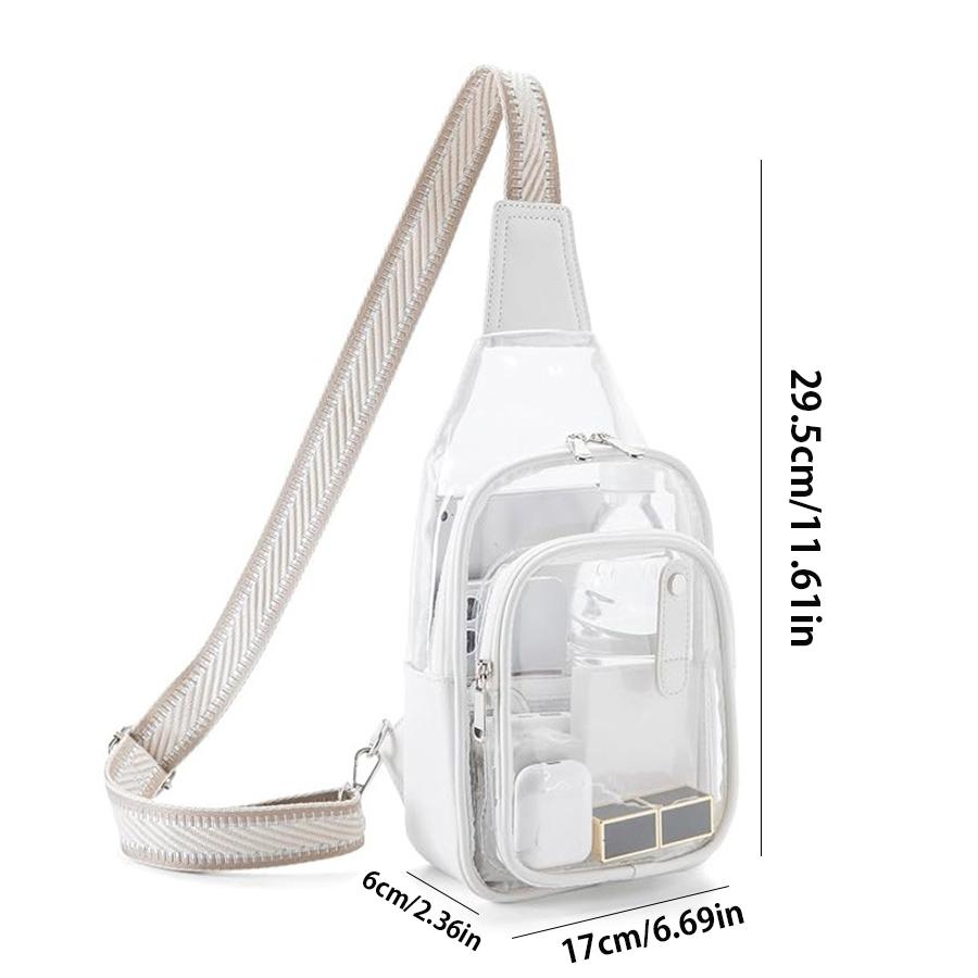 Transparent PVC Sling Bag, Trendy Jelly Crossbody Bag, Waterproof Chest Bag For Travel Beach Concert Event