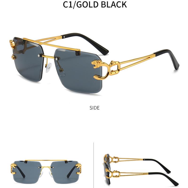 Винтажные солнцезащитные очки без оправы для мужчин и женщин, модные большие квадратные очки, новые солнцезащитные очки с двойным мостиком и градиентом UV400