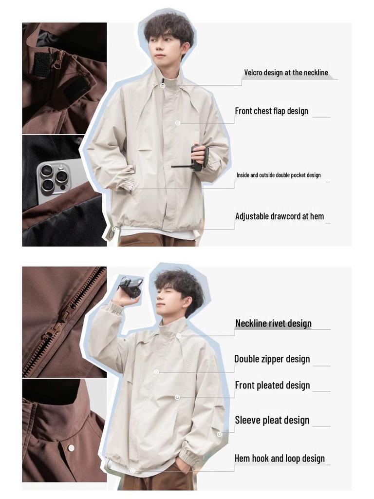 Унисекс весенне-осенняя быстросохнущая куртка для альпинизма: Водонепроницаемая, Ветрозащитная, Рабочая одежда со стойкой