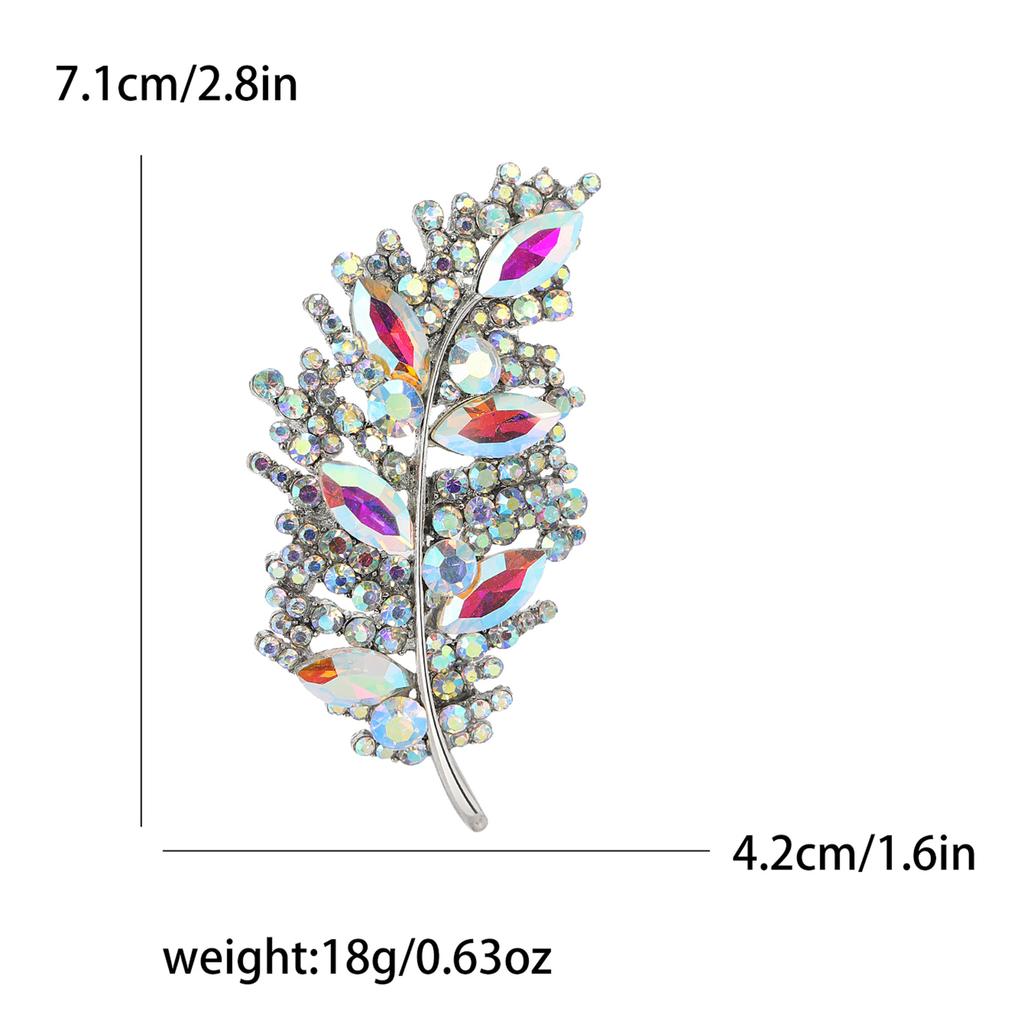 Fashion Creative Diamond Leaf Brooch, Temperament Trendy Women'S Anti-Light Silk Scarf Buckle Jewelry Pin