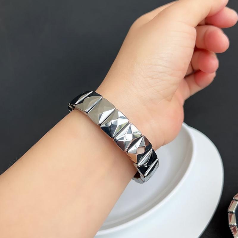 Терагерцовый браслет, прямоугольный браслет из бисера, ручная работа, блестящий регулируемый браслет из натурального терагерцового камня, ювелирные изделия-декор