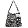 Leopard Print Canvas Shoulder Bag  Large Capacity Zipper  Versatile Fashion Bag  Soft and Simple