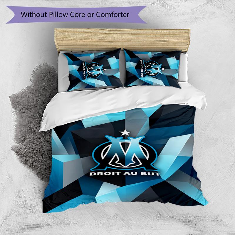 Olympique Lyonnais FC Printed 3PCS Bedding Set Breathable Duvet Cover with Pillowcases Decorative Bed Linen for Bedroom Home