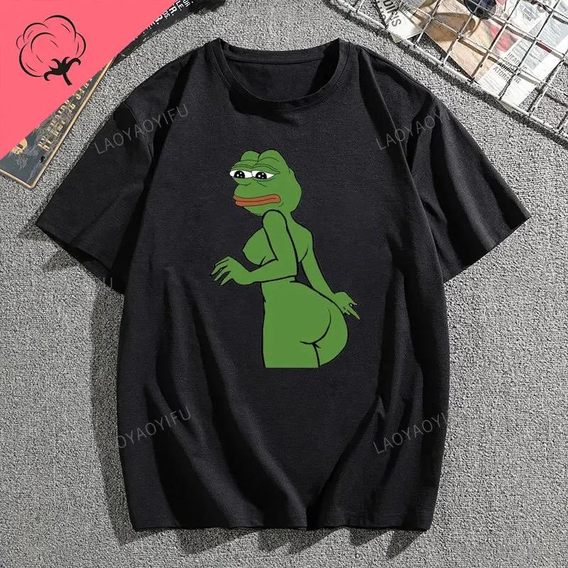Pe Pe The Frog Meme Emote Cotton Unisexs Clothing Vintage Fashion Frog Animal Ladies Summer Kawaii Tees Funny Gift Casual Shirt