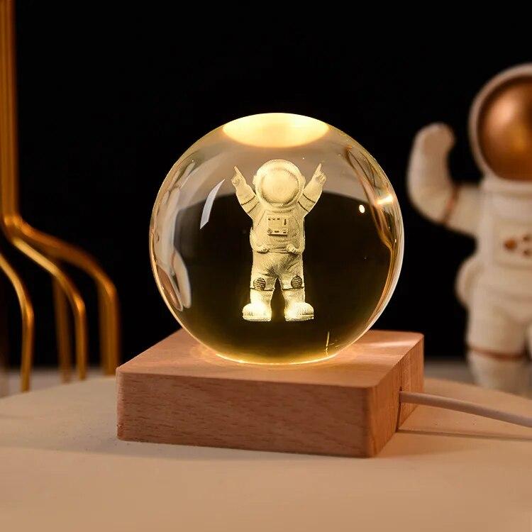 Декоративная лампа на День святого Валентина, 3D хрустальный шар, светящийся светодиодный ночник, декор для спальни, ночник с галактикой и луной, подарок для пары детей
