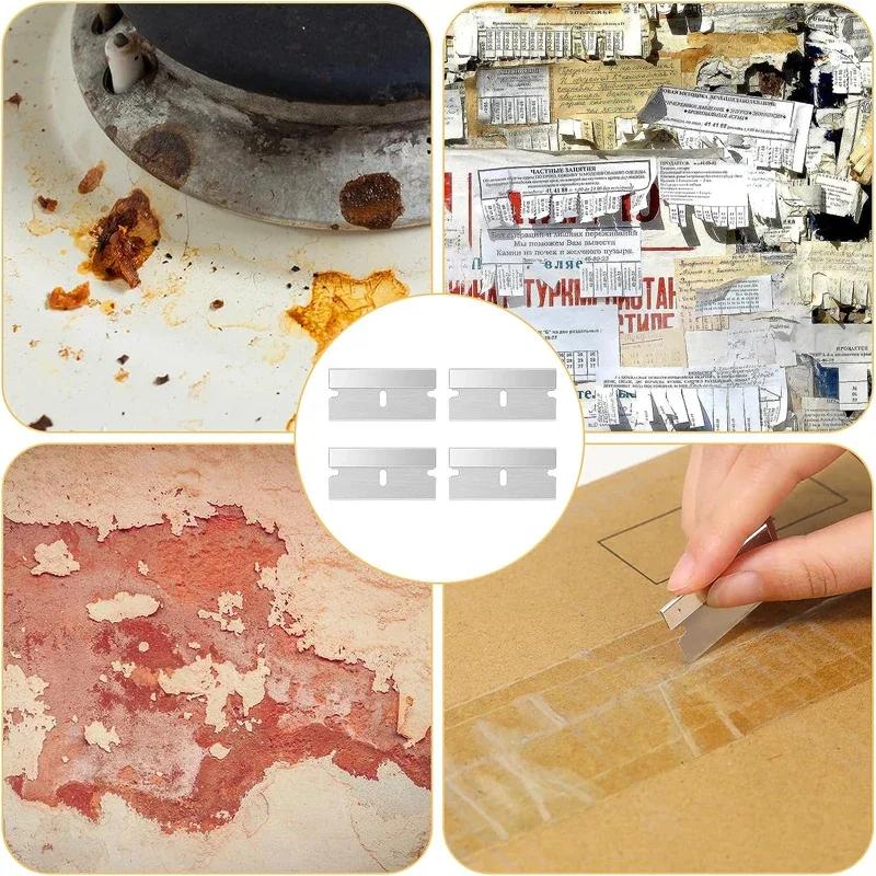 20 шт. лезвий для бритвы, пластиковый скребок, сменный скребок для удаления наклеек с автомобиля, скребок для чистки оконных стекол, для удаления клея