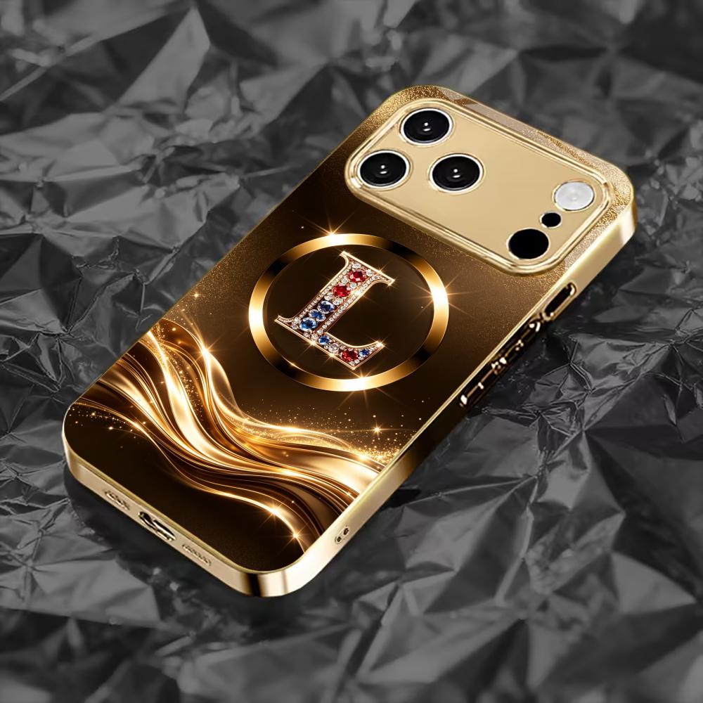 Роскошный чехол для телефона с золотой полоской для funda iphone для iPhone 17 pro max чехол-стекло для iPhone 17 16 15 14 13 12pm Pro Plus