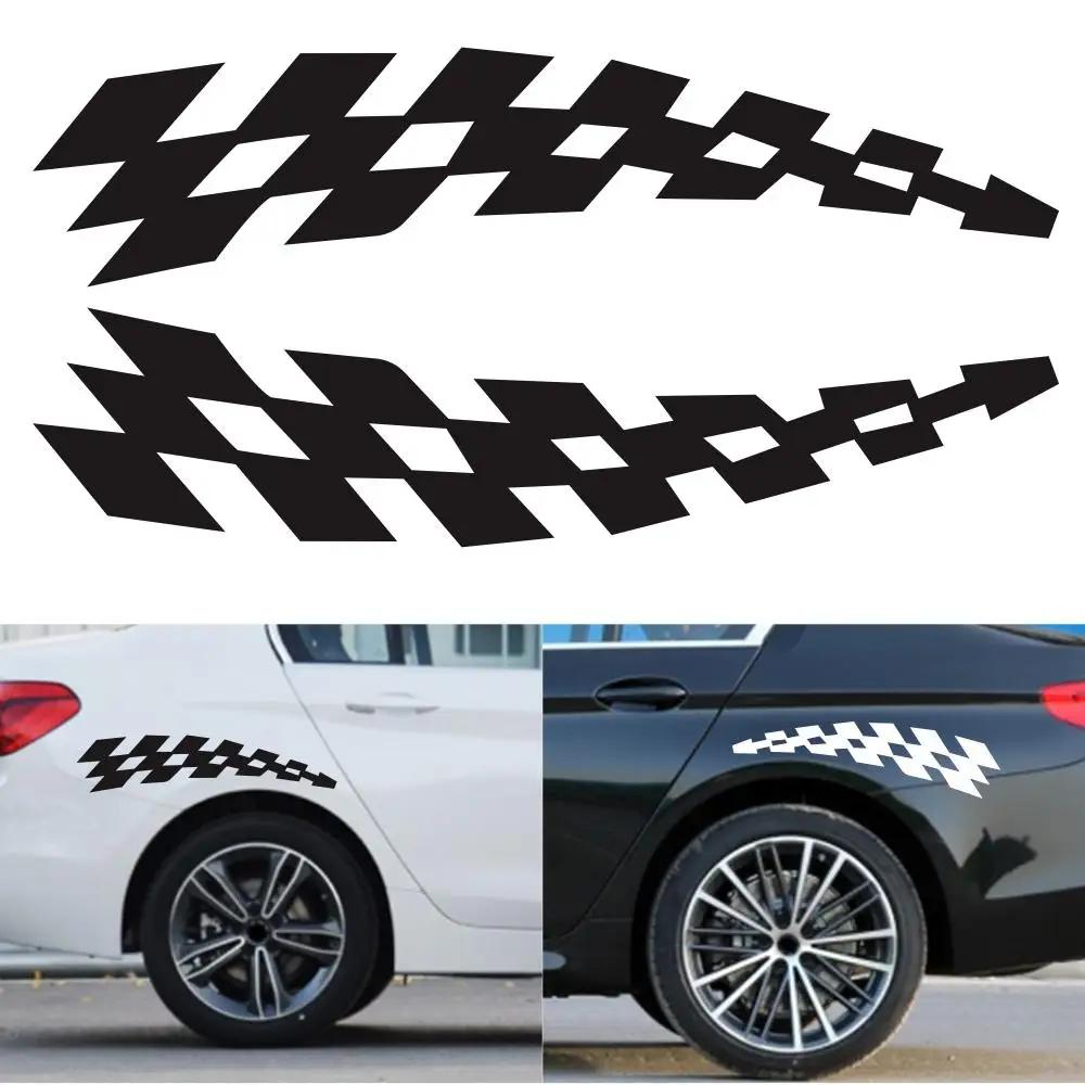 Motorcycle Car Racing Wheel Flags Reflector Stickers Vehicle Car Decals Plaid Safety Vinyl Stickers Prevention Car Decals