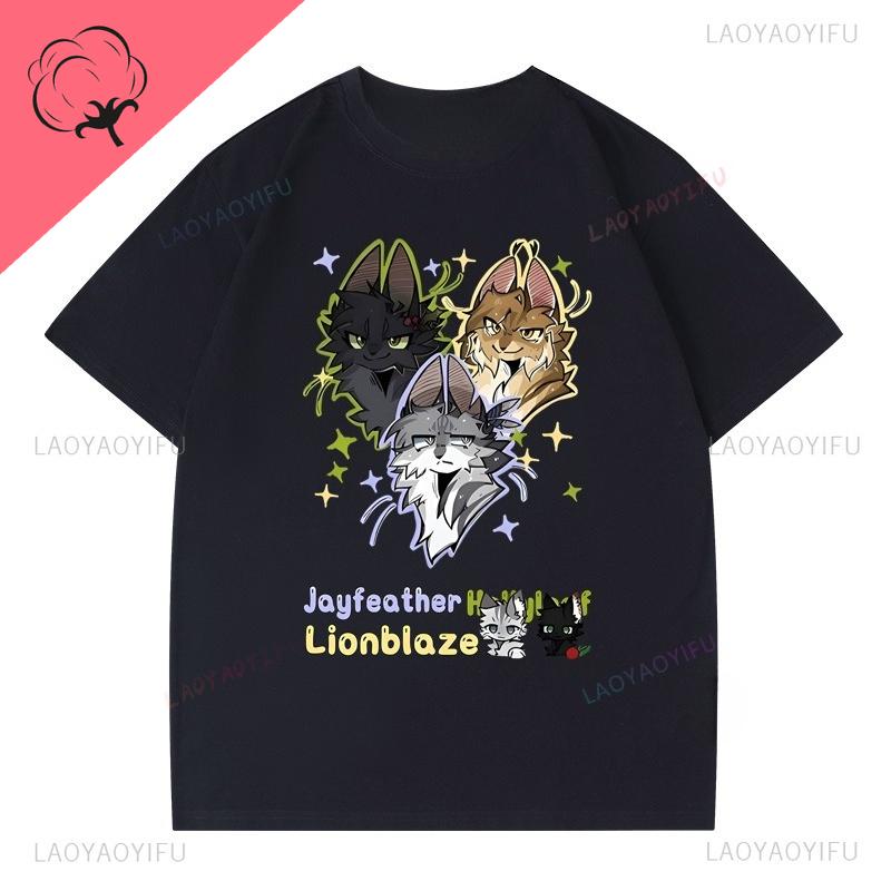 New Style Warrior Cats T Shirt Hot Sale Cat Lover Tee Short Sleeve Cotton Crewneck Kawaii Popular Y2k Clothes Unisex Tops