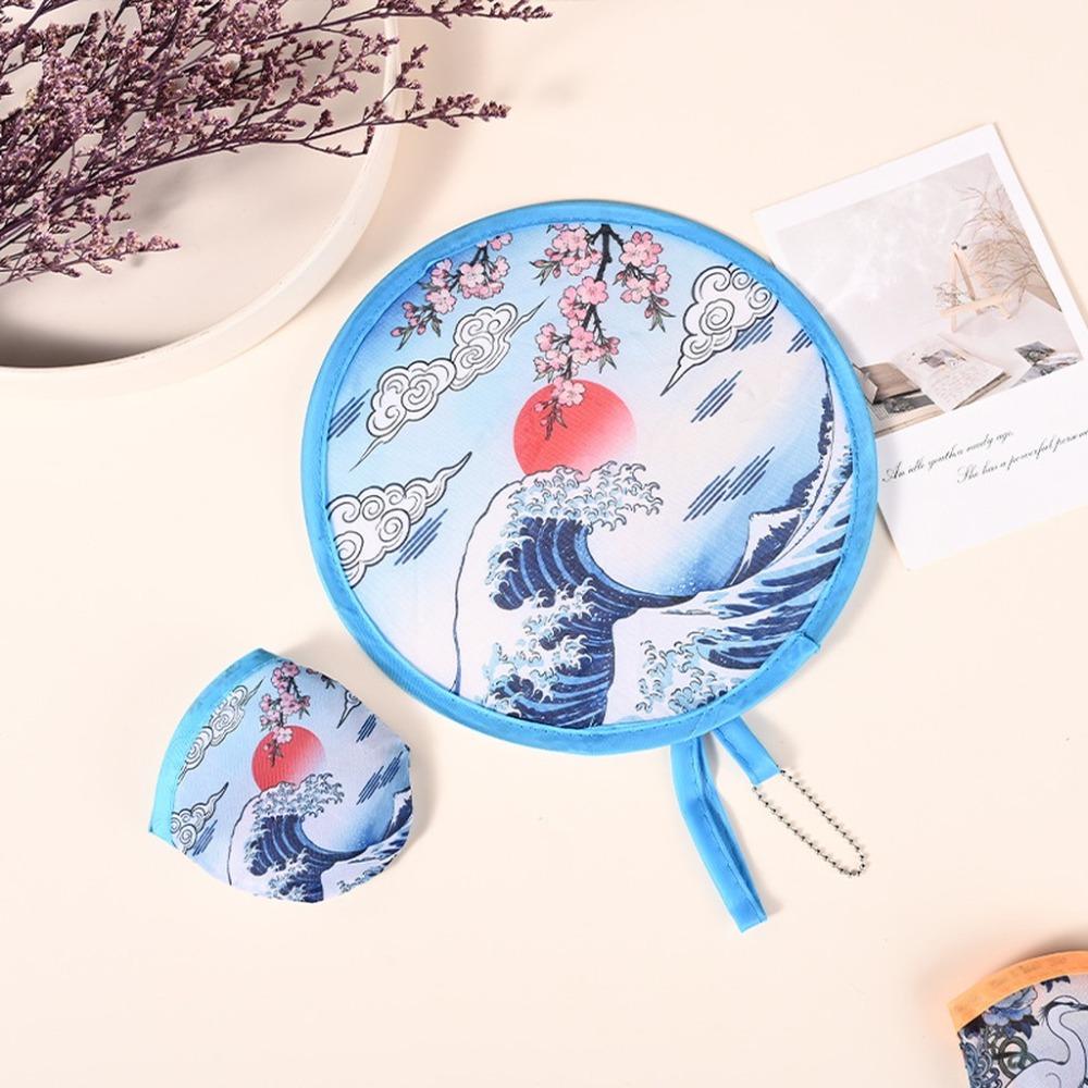 Polyester Portable Cooling Fan Summer Round Handheld Fan New Foldable Hand Fan Outdoor Activities