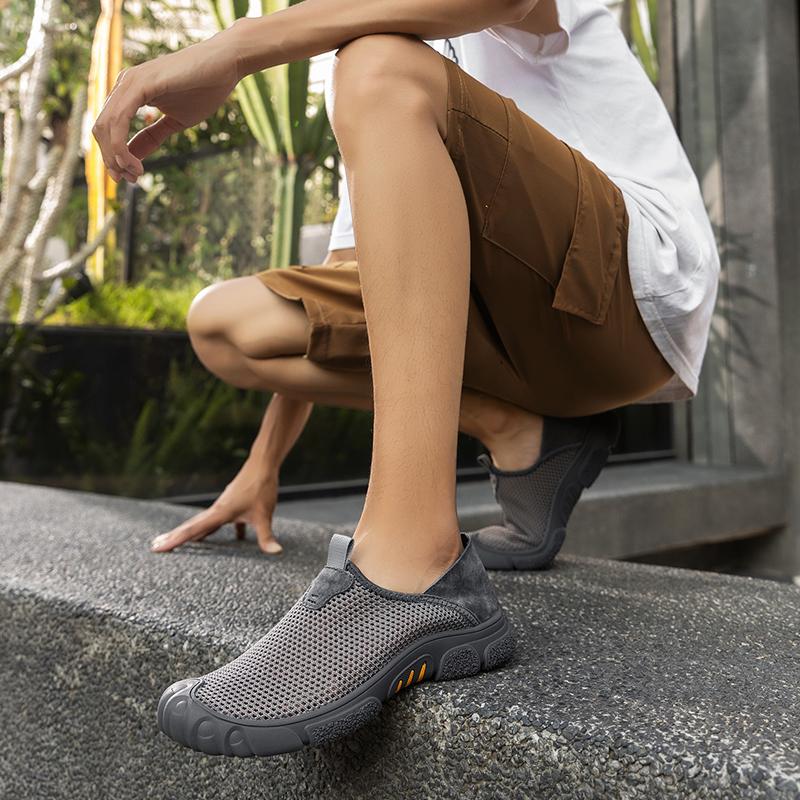 Мужские дышащие повседневные кроссовки с отверстиями, уличные повседневные сандалии, обувь для хайкинга, лето