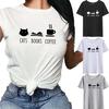 Women Girls Plus Size Cat Print Tees Shirt Short Sleeve T Shirt Blouse Tops