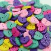 100 Pcs 2 Holes Love Heart Dot Wood Sewing Buttons Scrapbooking 15mm DIY Craft