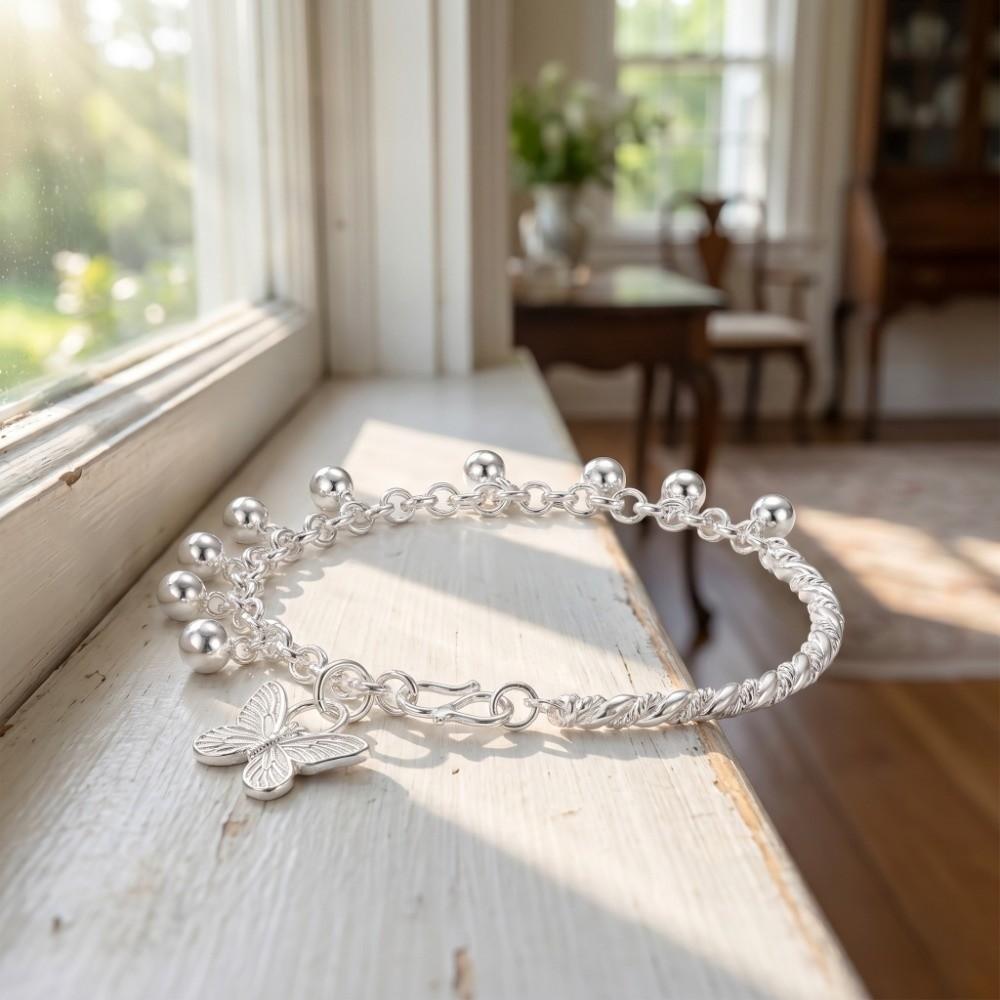 Light Luxury Beaded Bracelet Sweet Simple Bracelet Bangle Butterfly Pendant Bracelet Daily