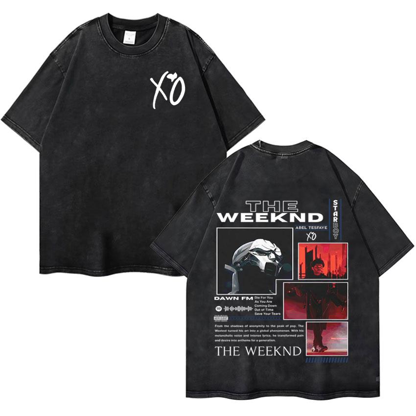 Певец The Weeknd XO Винтажная стираная Оверсайз Классическая Футболка Мужская Женская Высококачественные Футболки с Короткой Рукавой Уютные Футболки Подростки