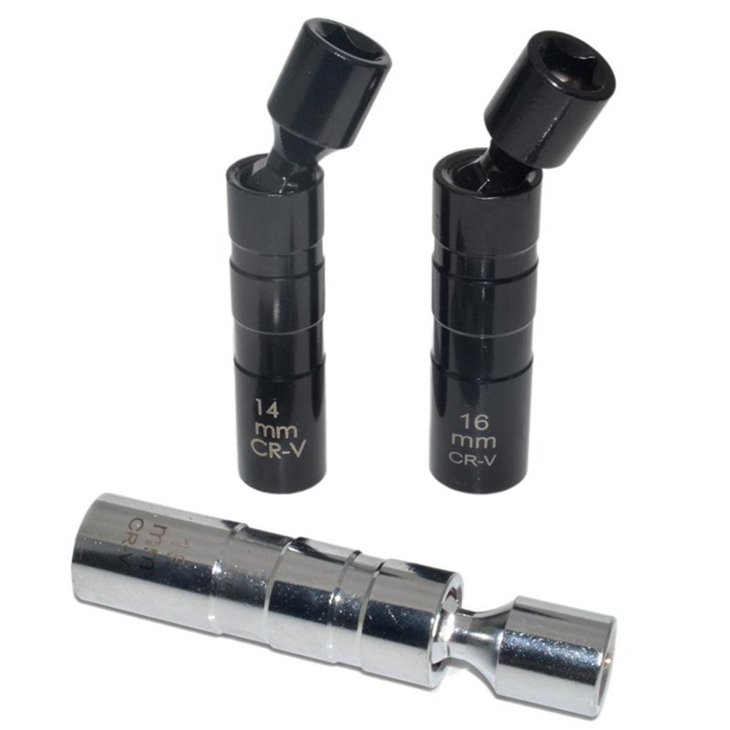 14mm 16mm Thin Wall Swivels Magnetic Spark Plug Socket 3/8inch Drive 12 Point Spark Plug Socket Removal for Motorcycle