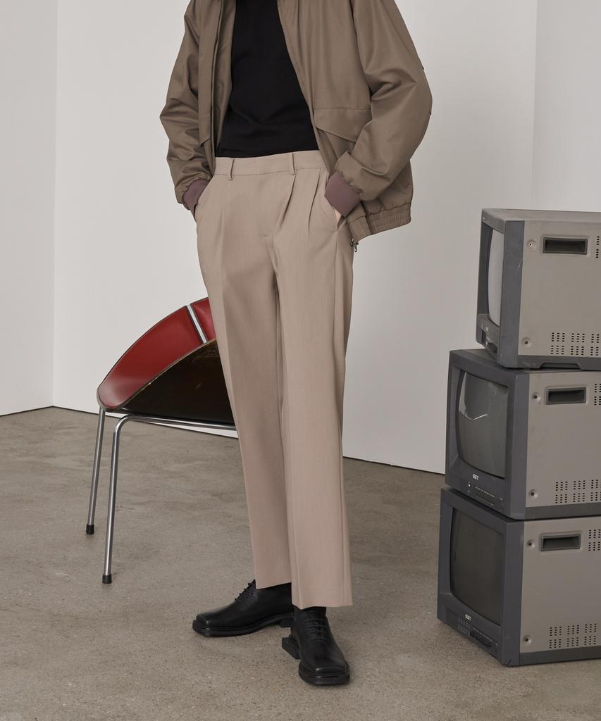 WMC Double-Pleat Wide Slacks_Beige