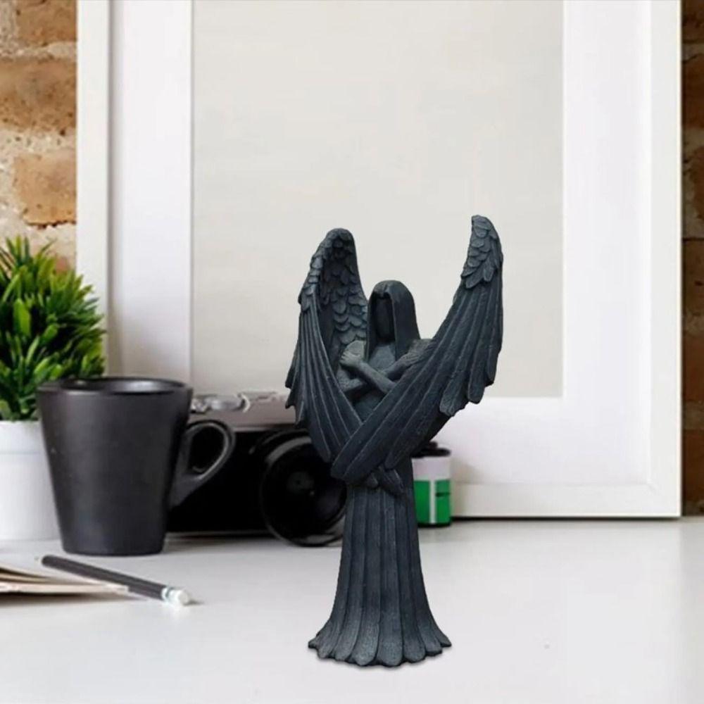 Abstract Art Dark Angel Sculpture Handmade Ornament Funny Halloween Angels Statue  Indoor