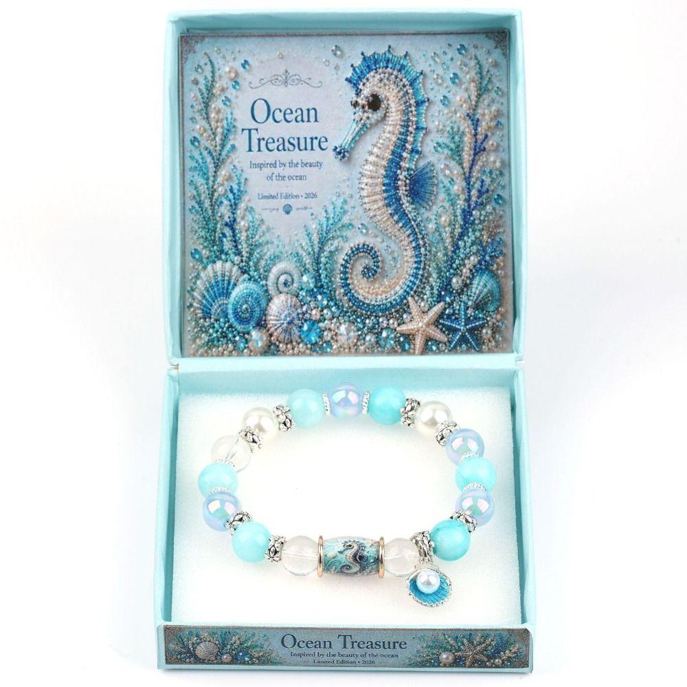 Floral Print Ocean Themed Bracelet Metal Tube Floral Print Crystal Bracelet Party Favors
