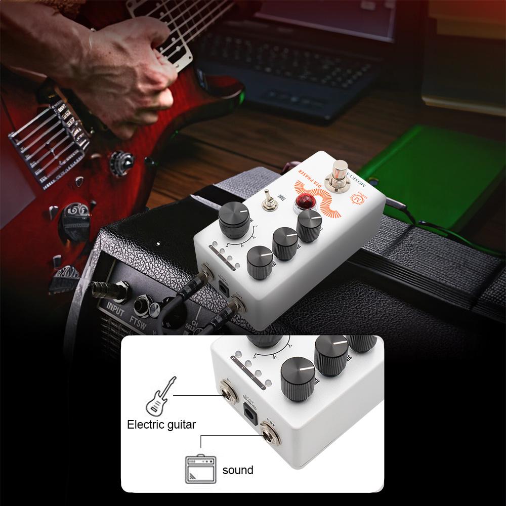 MOSKYAUDIO Гитарная педаль Phaser Педаль эффектов для электрогитары Скорость, глубина, контроль уровня True Bypass