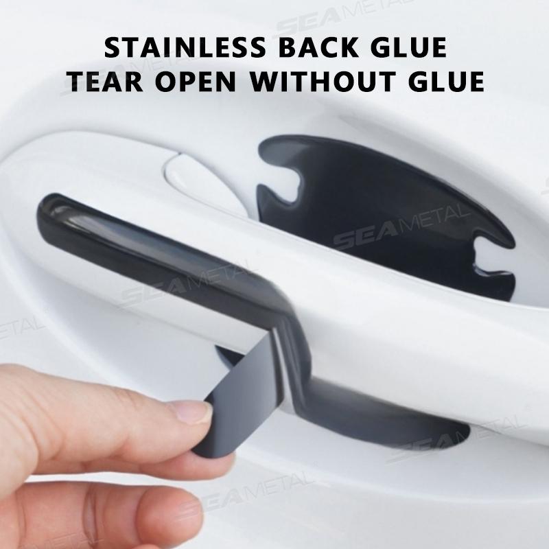 SEAMETAL Car Door Handle Protective Sticker Wear Resistant Scratch Resistant Black Protective Strip TPU Door Bowl Stickers