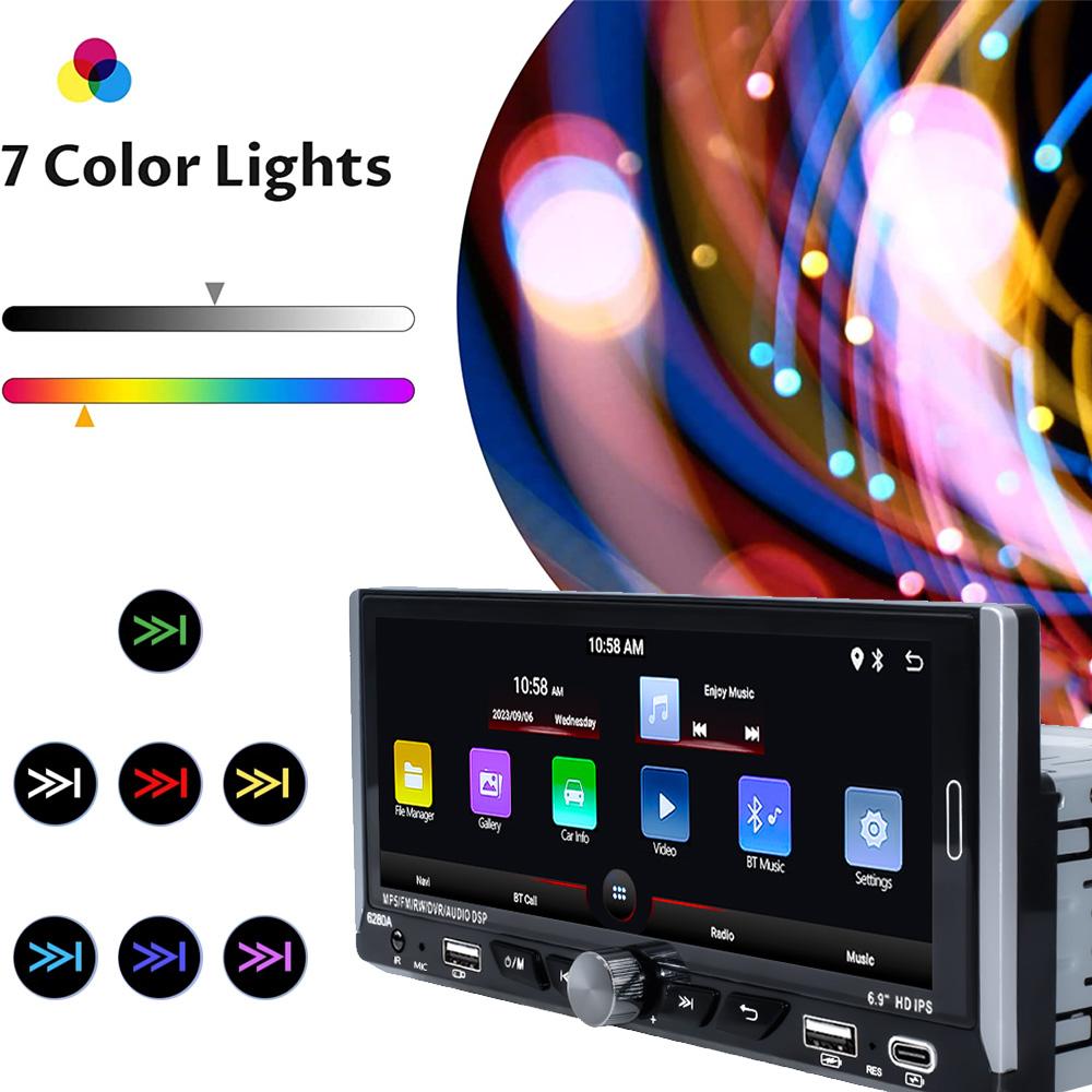 1 Din автомобильный стерео MP5-плеер автомобильное радио 6,9-дюймовый мультимедийный проигрыватель Carplay Android Auto Bluetooth Screen Mirroring USB