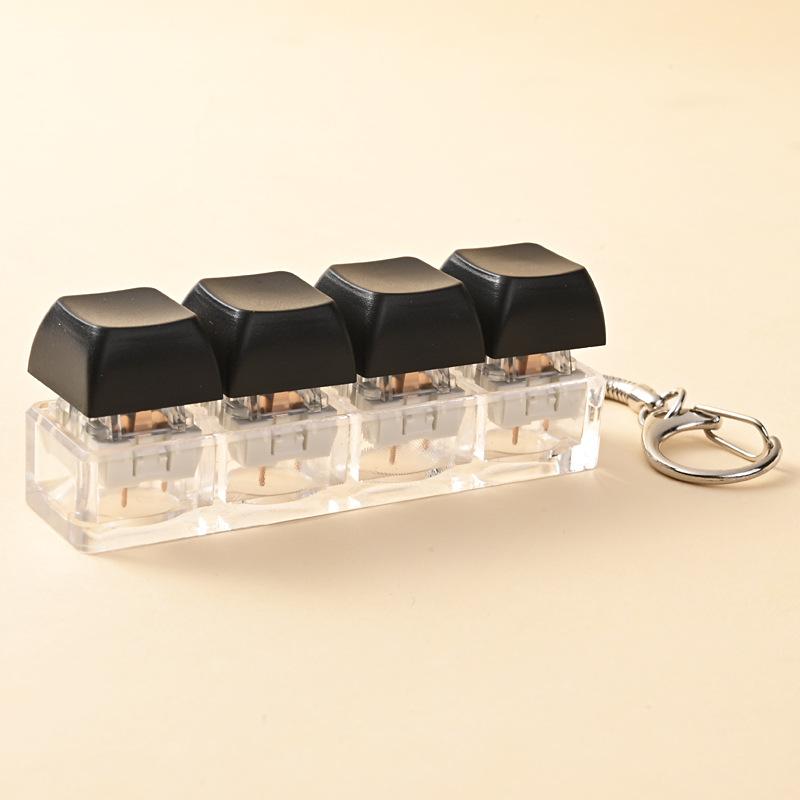 Cute 1 Buttons Keyboard Fidget Keychain Keyboard Clicker Mechanical Keyboard Keyring Stress Relief Toys Gift For Girlfriend