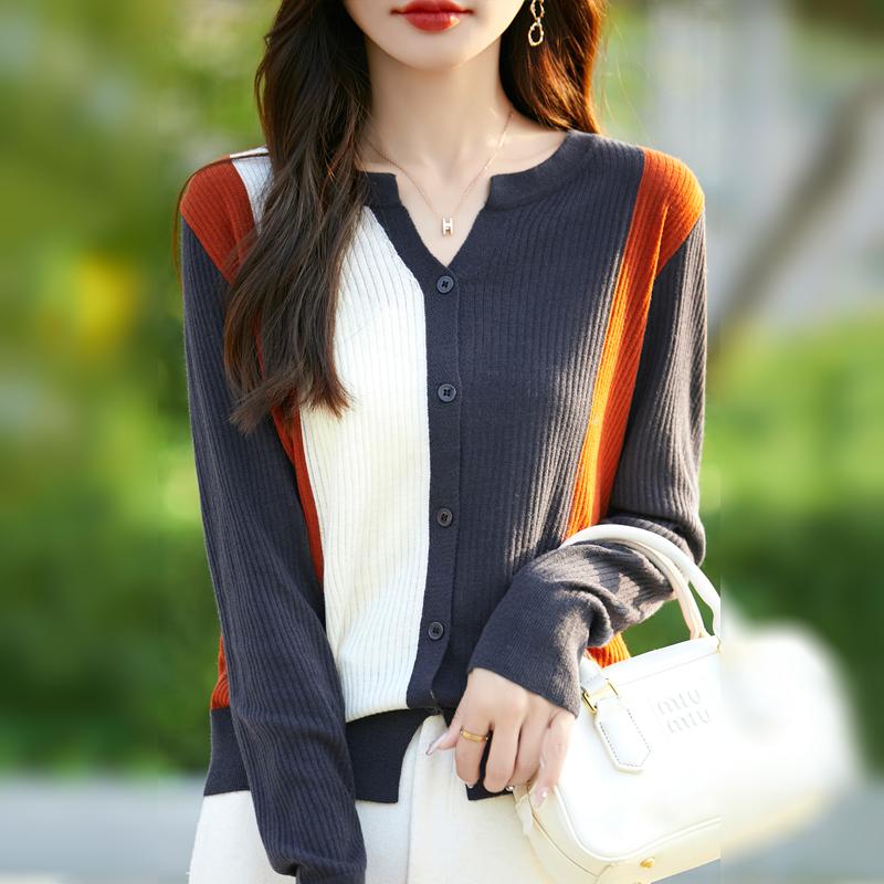 Женский кашемировый кардиган Qinghe кашемир 50% шерсть 50% шелк Женский осенне-зимний кашемировый кардиган мягкий и теплый