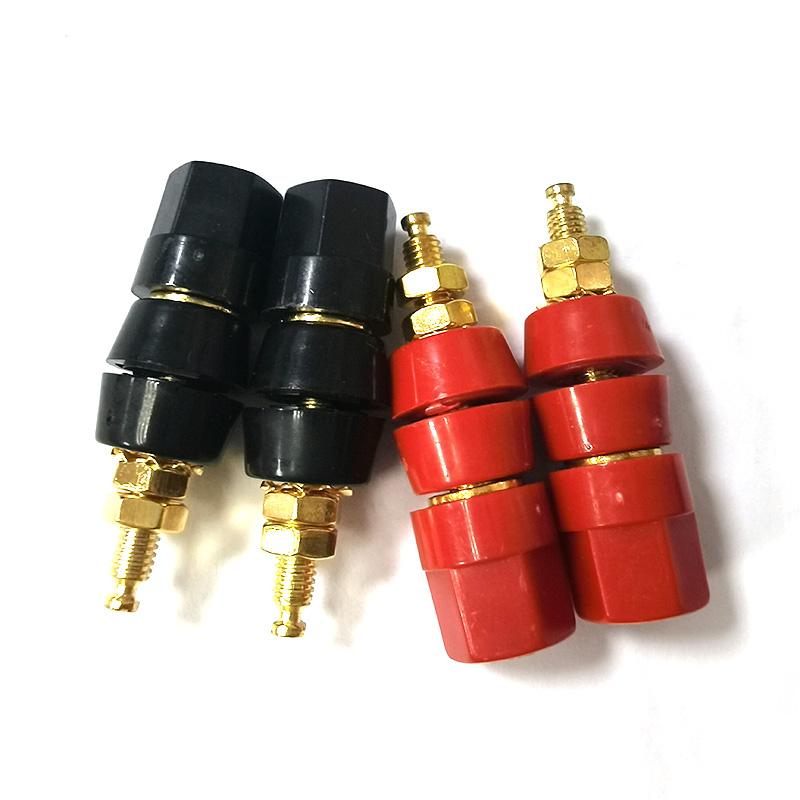 1pair 4mm Banana Plug Jack Adapter Connector Single Cable Socket Red Black Terminals Amplifier Terminal Binding Post Speaker