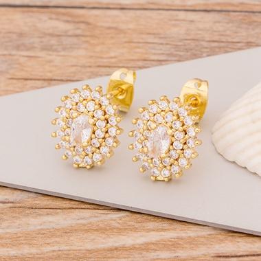 New Fashion Geometric Stud Earrings Copper Cubic Zirconia Wedding Party Daily Wearable Charm Jewelry Styles Fow Women Best Gifts
