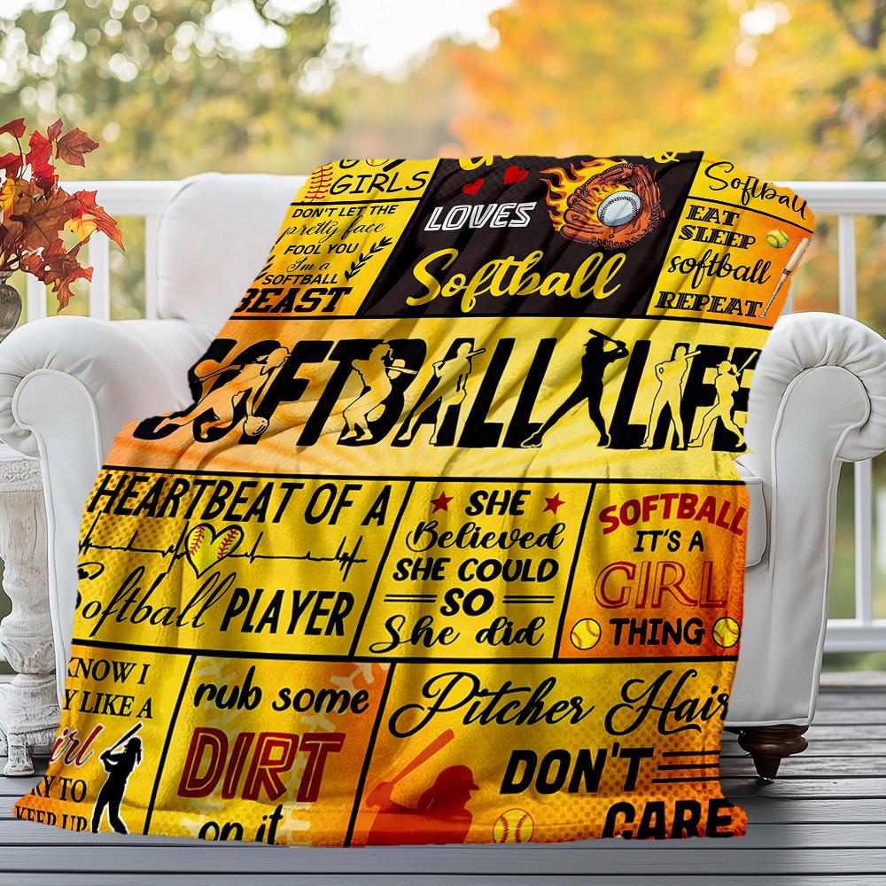 Softball Life Outdoor Flannel Blankets, Outdoor travel, Home Blankets, Fan Gifts,Suitable for All Seasons, Christmas Gifts. R1127089