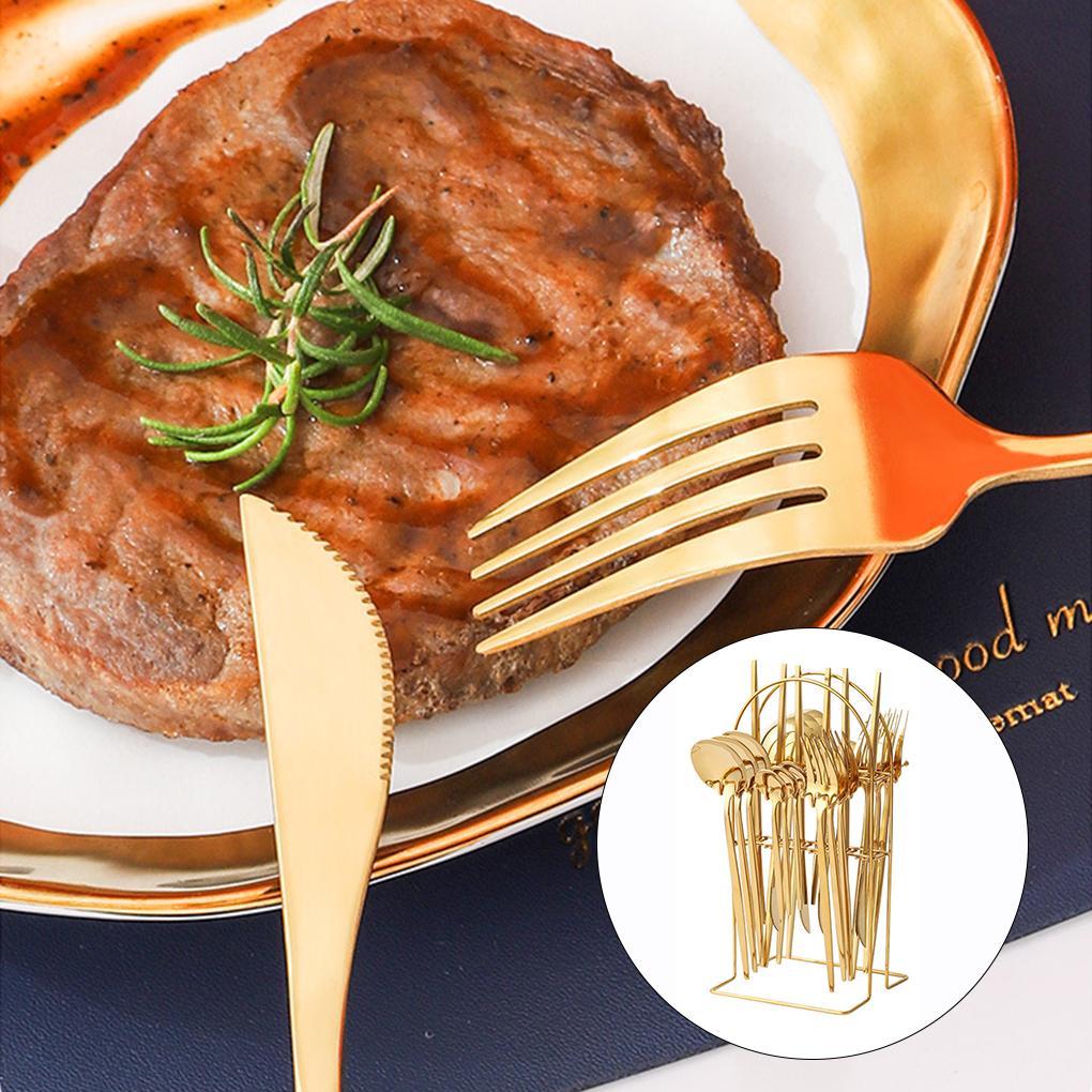 Набор столовых приборов из нержавеющей стали 24 шт. ложка столовые приборы посудомоечная машина золотой подарок нож вилка коробка портативный аксессуар вечеринка