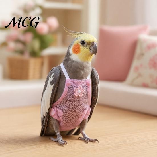 Parrot Travel Harness Diaper Clothes with Leash, Flight Diaper, Reusable Nappy Clothes, Outdoor Training for Parakeet Budgies Conure Lightweight