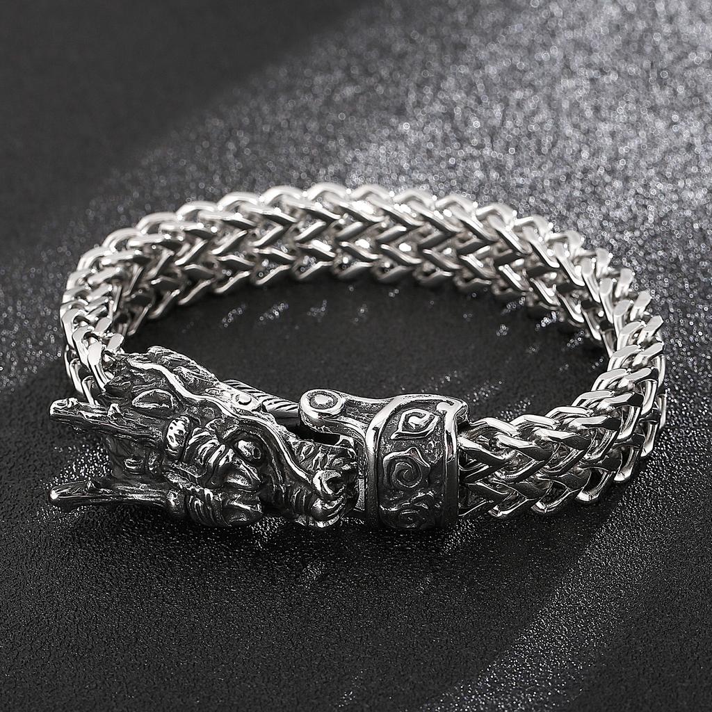 12mm Dragon Charm Bracelet with Mesh Chain - Stainless Steel 316L - KB148282-KJX