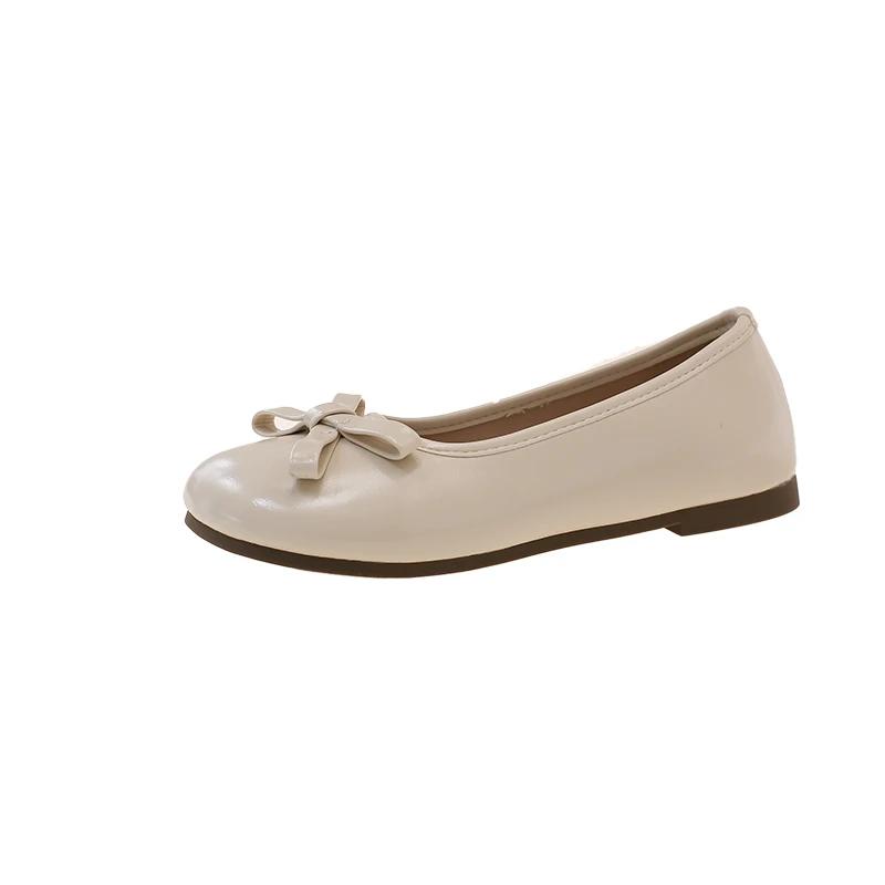 Женские туфли Мэри Джейн большого размера, новинка 2025 года, с круглым носком, с мелким вырезом, с бантом, одинарные