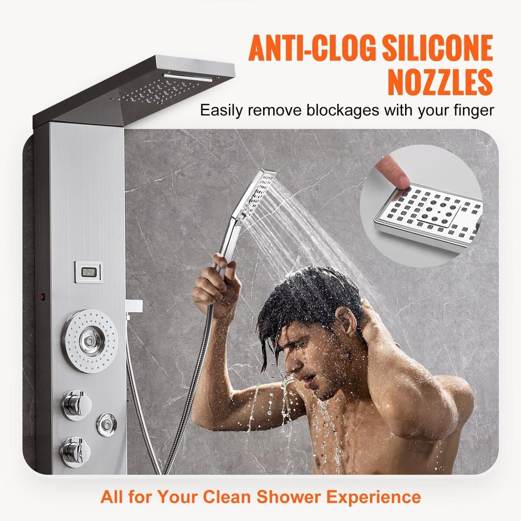 Shower Panel Tower System 6 Modes LED & Display Stainless Steel Rainfall