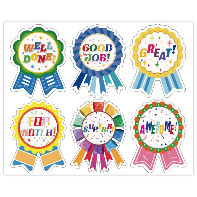 60Pcs10Sheets Excellent Medal Reward Sticker Cartoon Inspirational Label Badge Children Students Encourage Compliment Stickers