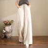 Однотонные широкие брюки больших размеров, женские, с эластичной резинкой на талии, из хлопка и льна, весенние и летние женские брюки свободного покроя
