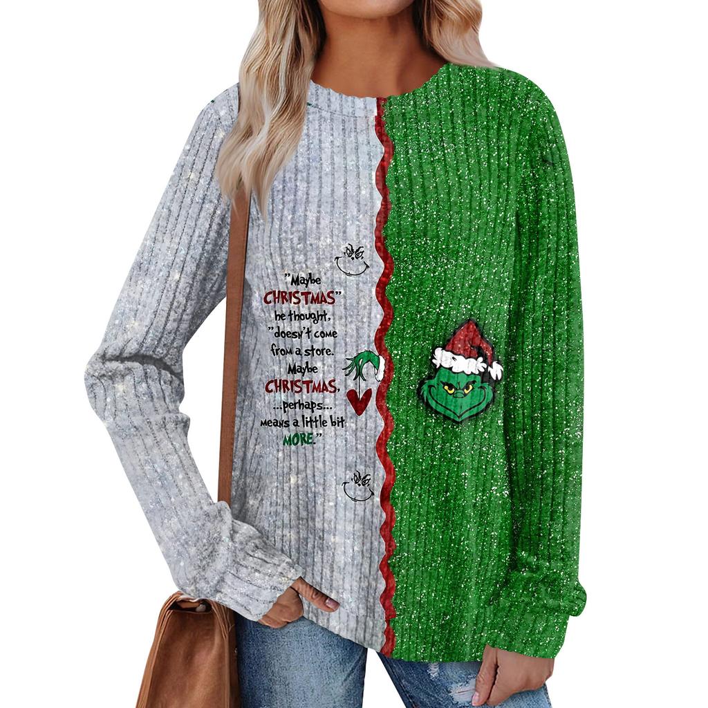 Women's Printed Lightweight Brushed-Cotton Round Neck Top