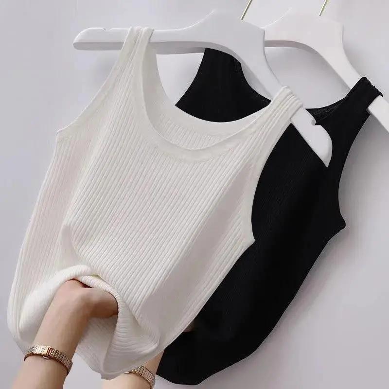 Threaded Camisole Women's Plus Size Solid Color Slim Outer Wear Sleeveless Bottoming Sweater Vest