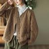 Осень и зима ретро мода литературный ромбический короткая куртка кардиган повседневный внешний хлопок женщины