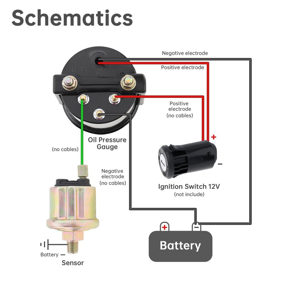 Universal 52mm 12V Car Oil Pressure Gauge Oil Press Meter 0 - 100 PSI for Car / Boat / Truck / ATV with Oil Pressure Sensor