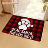 1pc, 2D Flat Printing Christmas Paw Print Slogan Entrance Doormat, Non-Slip Machine Washable Easy-to-Clean Polyester Mat, Suitable for Home and Outdoo